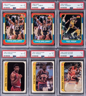 1986-87 Fleer Basketball Hall Of Famers & Stars PSA-Graded Collection (6 Different) Featuring Abdul-Jabbar, Johnson, Erving & More!